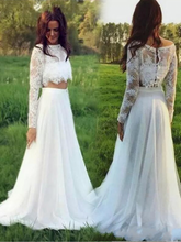 Charger l&#39;image dans la galerie, Two Piece Wedding Dresses Bridal Gown with Sleeves