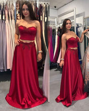 Charger l&#39;image dans la galerie, Two Piece Long Prom Dresses with Appliques Beaded