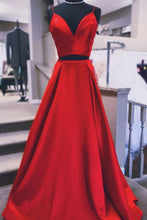 Charger l&#39;image dans la galerie, Two Piece Red Prom Dresses with Pockets