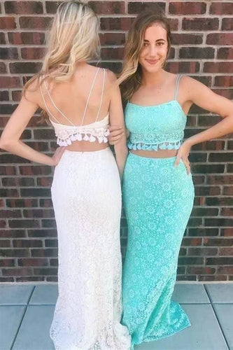 Two Piece Boho Prom Dresses Spaghetti Straps