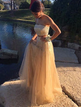 Load image into Gallery viewer, Two Piece Prom Dresses Tulle with Beaded