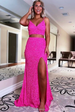 Load image into Gallery viewer, Two Piece Prom Dresses Slit