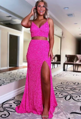 Two Piece Prom Dresses Slit