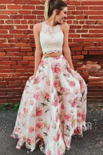 Charger l&#39;image dans la galerie, Two Piece Prom Dresses Floral Floor Length