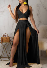 Charger l&#39;image dans la galerie, Two Piece Slit Prom Dresses V Neck