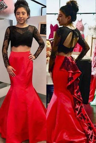 Two Piece Prom Dresses Top with Sleeves