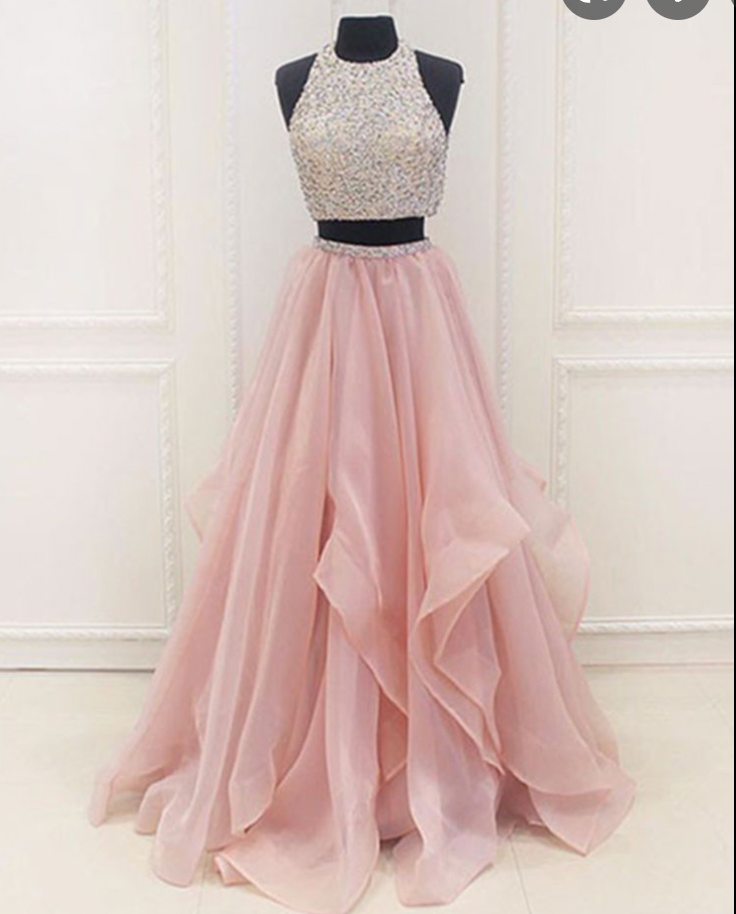 Two Piece Prom Dresses for Women with Beading