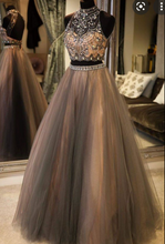 Load image into Gallery viewer, Two Piece Prom Dresses with Rhinestones