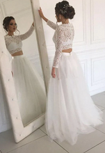 Carica l&#39;immagine nel visualizzatore di Gallery, Two Piece Wedding Dresses Bridal Gown Top with Sleeves