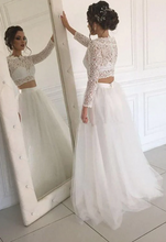 Charger l&#39;image dans la galerie, Two Piece Wedding Dresses Bridal Gown Top with Sleeves