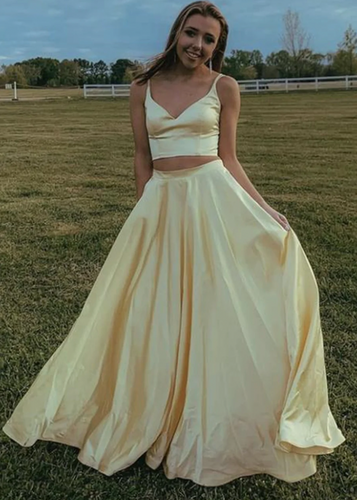Yellow Prom Dresses Two Piece Under 100
