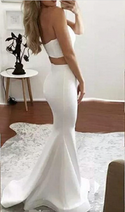 Two Piece Prom Dresses Slit Side Sweetheart