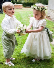 Load image into Gallery viewer, Light Sage Flower Girl Dresses with Sash