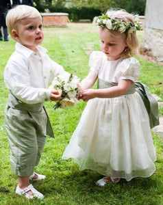 Light Sage Flower Girl Dresses with Sash