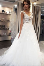 Load image into Gallery viewer, V Neck Wedding Dresses Bridal Gown with 3D Flowers