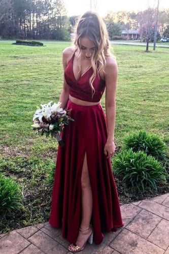 Two Piece V Neck Prom Dresses Under 100