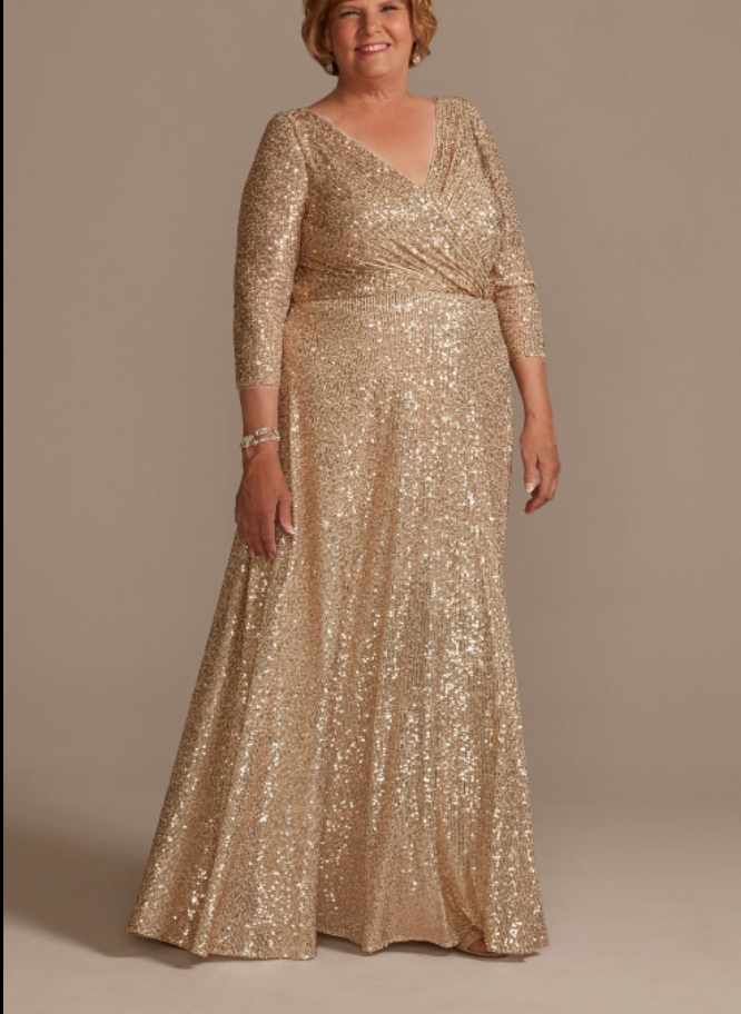 Plus Size Mother of the Bride Dresses with 3/4 Sleeves