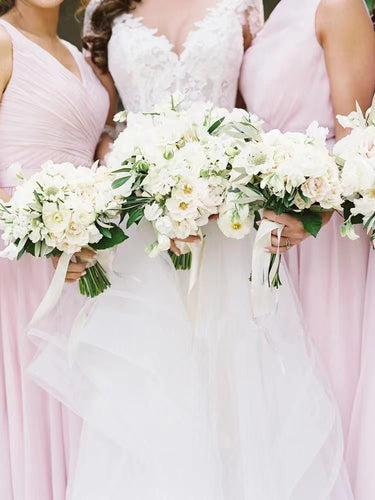 V Neck Pink Bridesmaid Dresses for Wedding Party