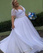 Charger l&#39;image dans la galerie, Plus Size Wedding Dresses Bridal Gown Waist with Pearls