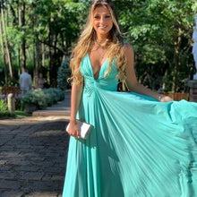 Cargar imagen en el visor de la galería, Deep V Neck Prom Dresses Floor Length