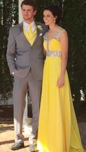 Load image into Gallery viewer, V Neck Prom Dresses Yellow with Rhinestones