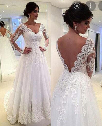 V Neck V Back Wedding Dresses Bridal Gown