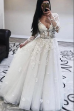 Load image into Gallery viewer, V Neck Wedding Dresses Bridal Gown with Sleeves