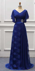 V Neck Mother of the Bride Dresses Royal Blue