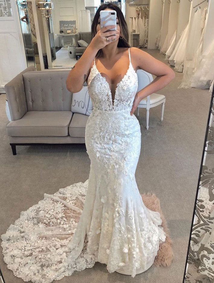 Spaghetti Straps Wedding Dresses Bridal Gown Mermaid