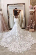 Laden Sie das Bild in den Galerie-Viewer, Lace Spaghetti Straps Sheath Wedding Dresses Bridal Gown