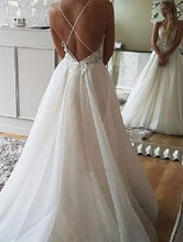 Load image into Gallery viewer, Spaghetti Straps Criss Cross Long Wedding Dresses Bridal Gown