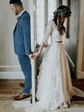 画像をギャラリービューアに読み込む, Vintage Two Piece Wedding Dresses Bridal Gown with 3/4 Long Sleeves