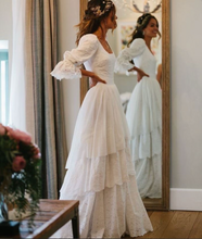 Load image into Gallery viewer, Boho Square Wedding Dresses Bridal Gown Lace with Sleeves