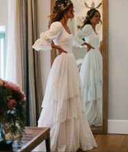 Charger l&#39;image dans la galerie, Boho Square Wedding Dresses Bridal Gown Lace with Sleeves