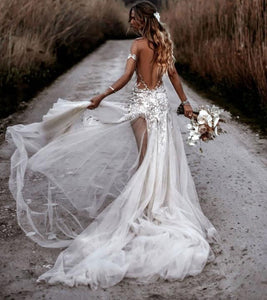 Wedding Dresses Bridal Gown with Appliques Slit