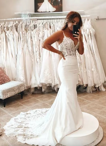 Spaghetti Straps Wedding Dresses Bridal Gown Mermaid