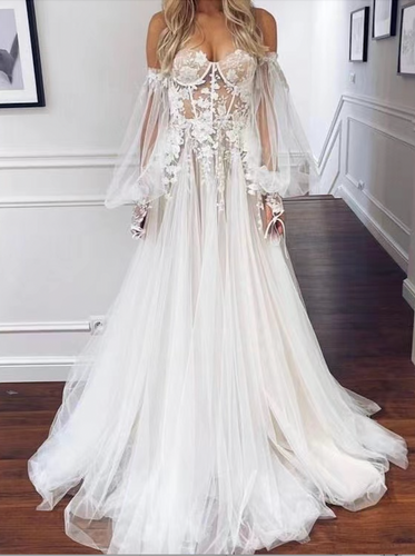 Wedding Dresses Bridal Gown with Sleeves Lace