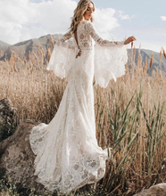 Load image into Gallery viewer, Boho Wedding Dresses Bridal Gown V Neck Lace with Sleeves