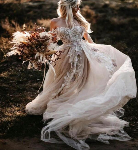 Off the Shoulder Wedding Dresses  Bridal Gown with Appliques