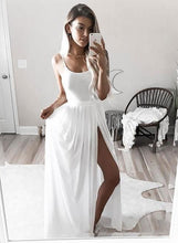 画像をギャラリービューアに読み込む, Sexy Split Side White Long Prom Dresses for Women