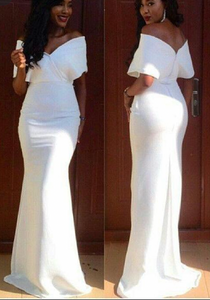 White Prom Dresses Mermaid Off Shoulder