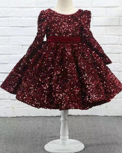 Load image into Gallery viewer, Dark Wine Flower Girl Dresses with Full Sleeves