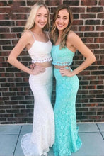 Laden Sie das Bild in den Galerie-Viewer, Two Piece Boho Prom Dresses Spaghetti Straps