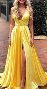 Halter Prom Dresses Slit Side with Pockets