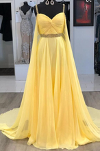 Load image into Gallery viewer, Straps Yellow Prom Dresses with Beading