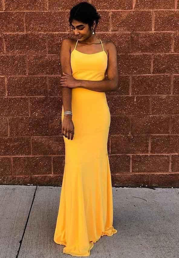 Yellow Mermaid Prom Dresses Long