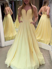 Load image into Gallery viewer, f Yellow Prom Dresses Sweetheart with Pockets