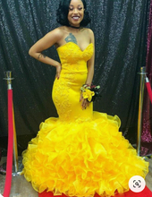 Load image into Gallery viewer, Yellow Prom Dresses Mermaid with Beads